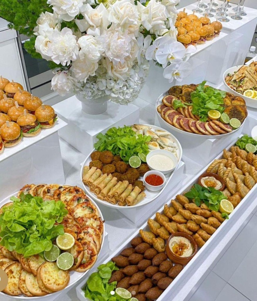 Premium buffet setup with floral decor