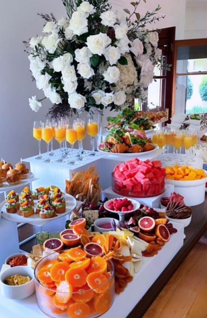 Fruit and canape buffet setup