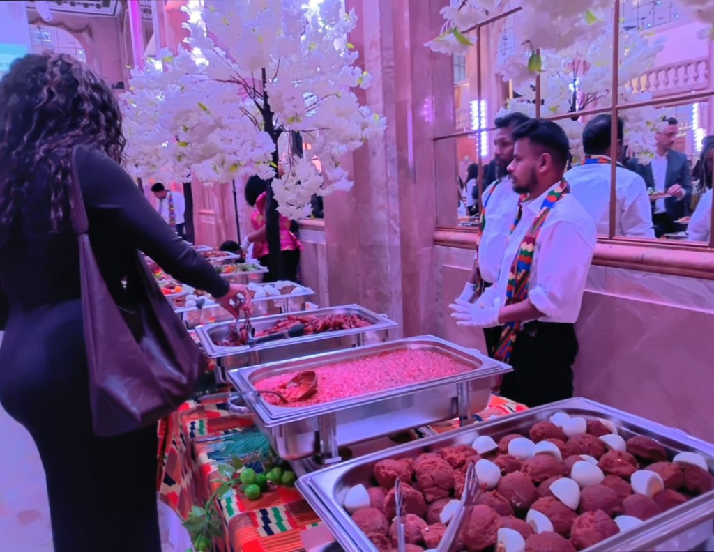Guests and staff during buffet service
