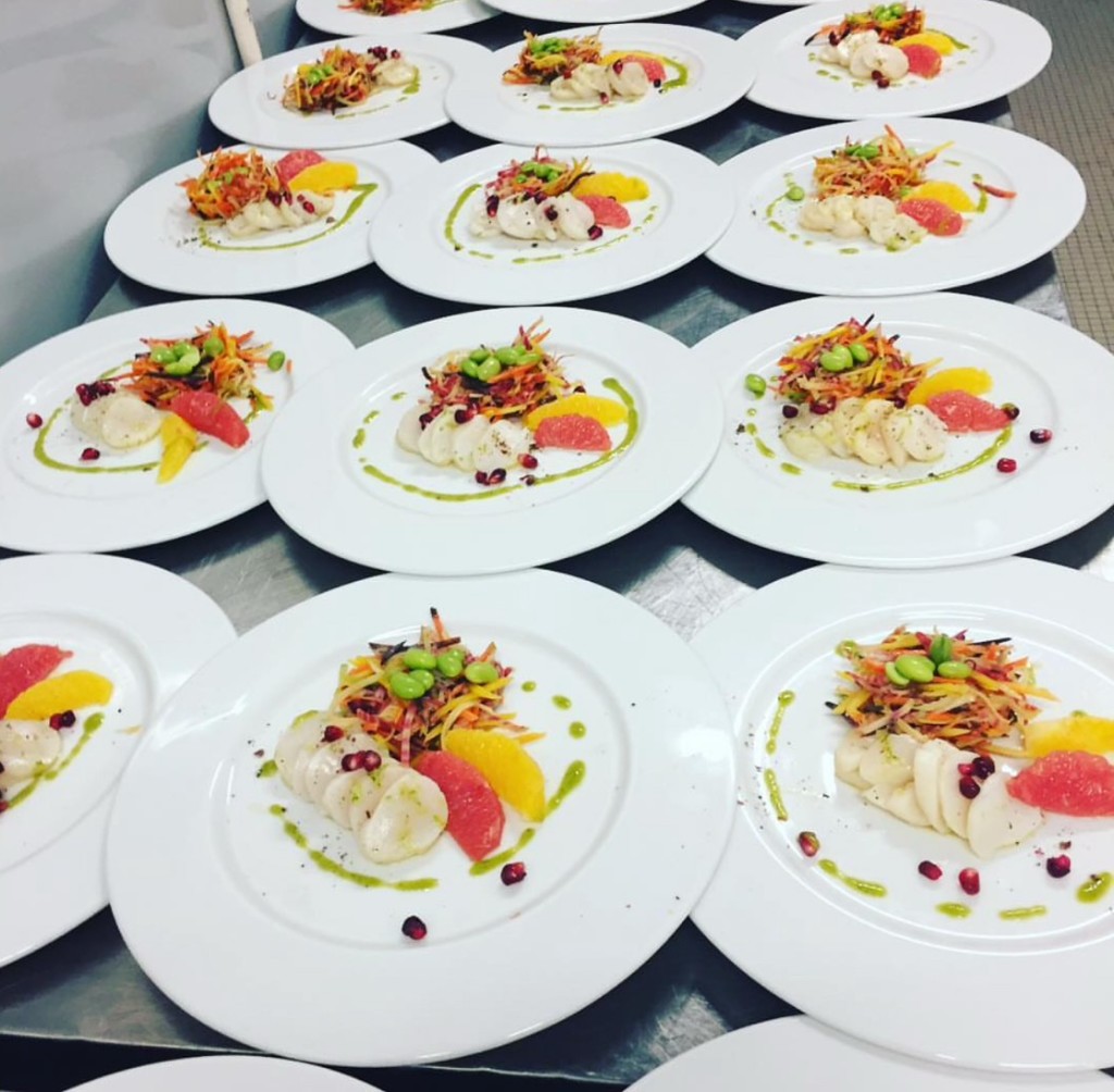 Fine plated dishes prepared for service